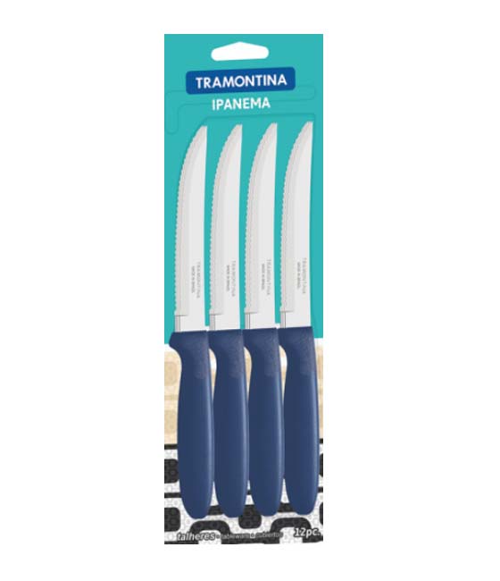 Cuchillos De Asado Tramontina Ipanema Azul 12Unds